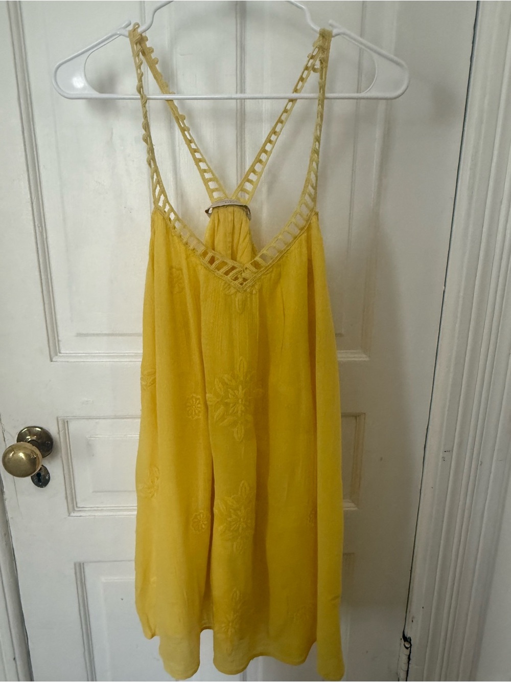 Zara Trafaluc Yellow Crochet-Trim Top